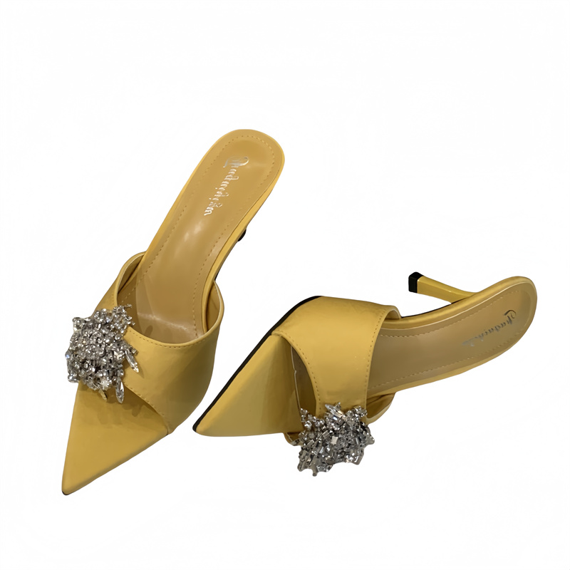 Women's Open Toe Rhinestone One-Strap Thin Heel Slippers Summer 2026 New Style - Image 5