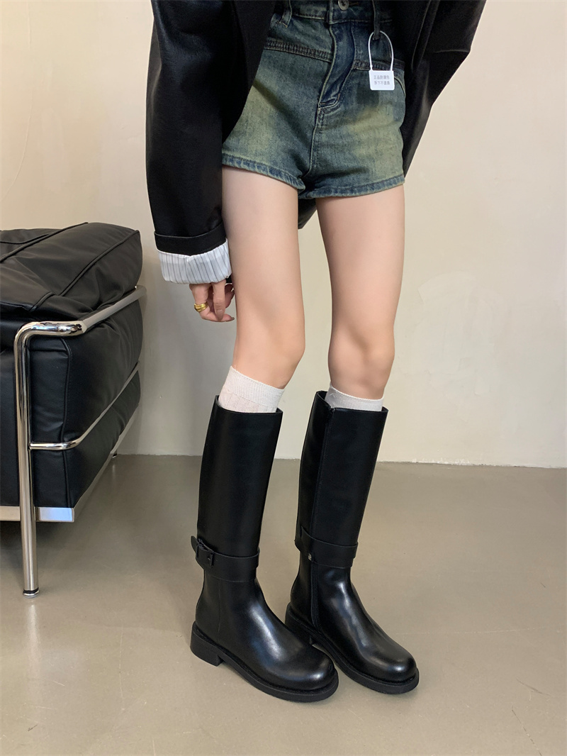 Two-Way Detachable Riding Boots Chunky Heel Thick Sole Mid-Calf Short Boots Women Autumn - Image 2