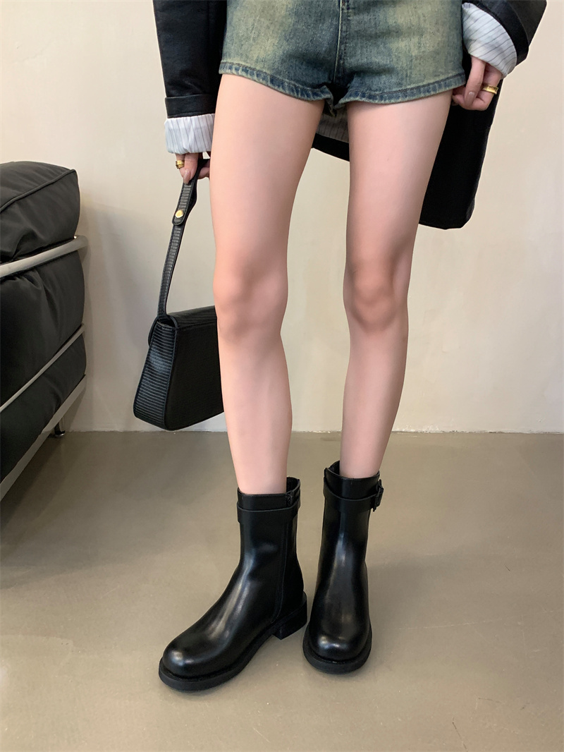 Two-Way Detachable Riding Boots Chunky Heel Thick Sole Mid-Calf Short Boots Women Autumn - Image 3
