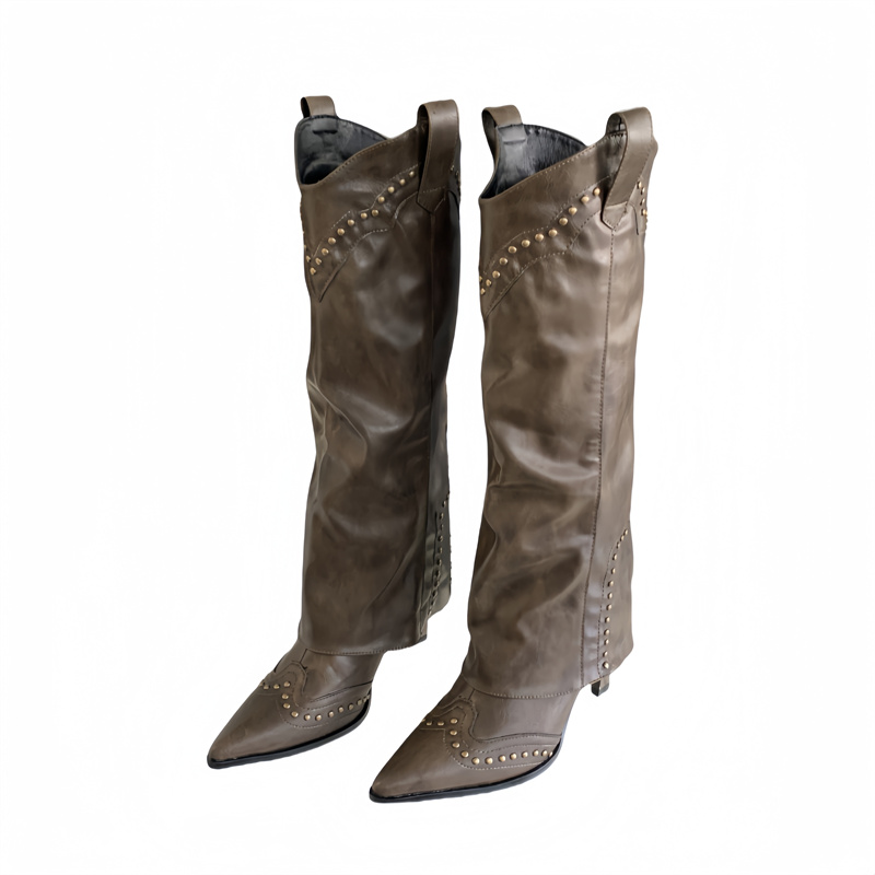 2025 New Retro Pointed Toe High Heel Boots Women's Slim Fit Knee High Fashion Boots - Image 5