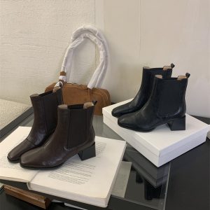 Women's Chunky Heel Chelsea Boots Square Toe Short Boots Comfortable Elastic Sided Martin Boots