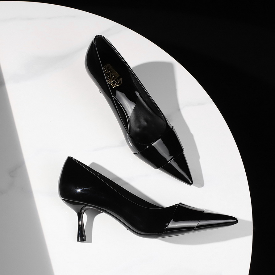 European American Style Everyday Versatile High Heel Women's Pointed Toe Shallow Mouth Patent Leather Thin Heel Commute Banquet Temperament Single Shoes - Image 3