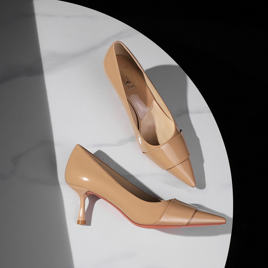 European American Style Everyday Versatile High Heel Women's Pointed Toe Shallow Mouth Patent Leather Thin Heel Commute Banquet Temperament Single Shoes - Image 4