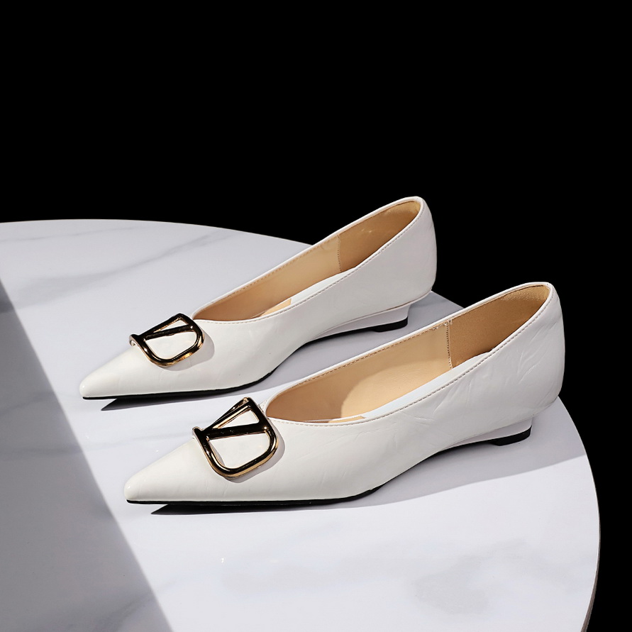Retro Casual Commuter Shoes for Women with Metal Buckle, Low Cut Wedge Heel, Height Increasing, Versatile and Elegant