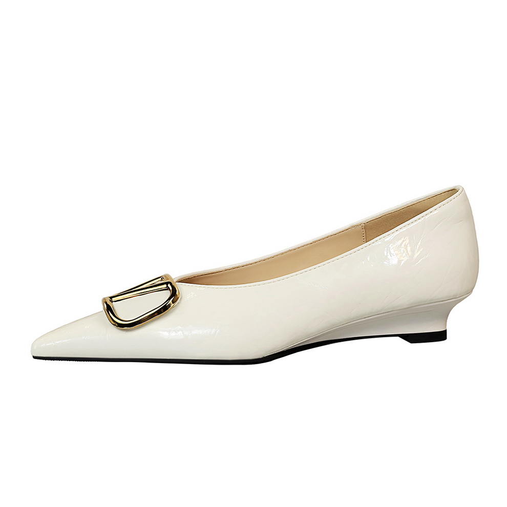 Retro Casual Commuter Shoes for Women with Metal Buckle, Low Cut Wedge Heel, Height Increasing, Versatile and Elegant - Image 5