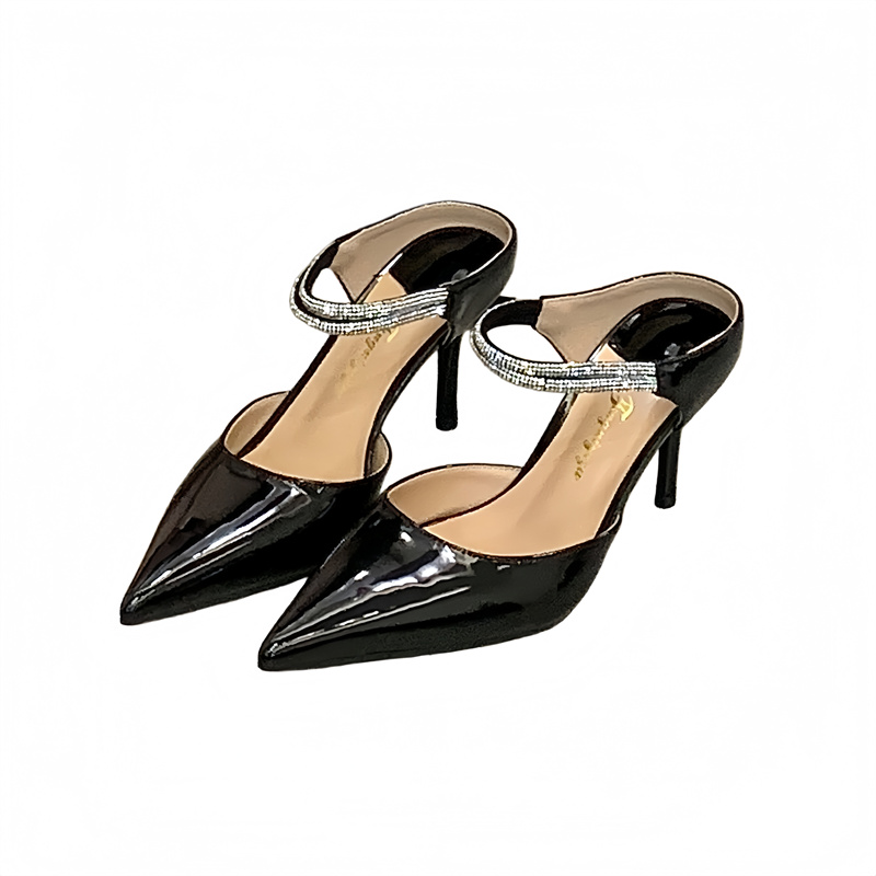 Miting Rhinestone One-Strap Pointed Toe High Heel Slippers 2026 New Spring Sexy Shallow Mouth Thin Heel Mules - Image 5
